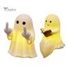 Gift for Halloween Lovers Ghost Lamp, Cute Middle Finger Ghost/Reading Book Night Light, Funny Wall Decor Bedroom Spooky Figurine Tabletop,