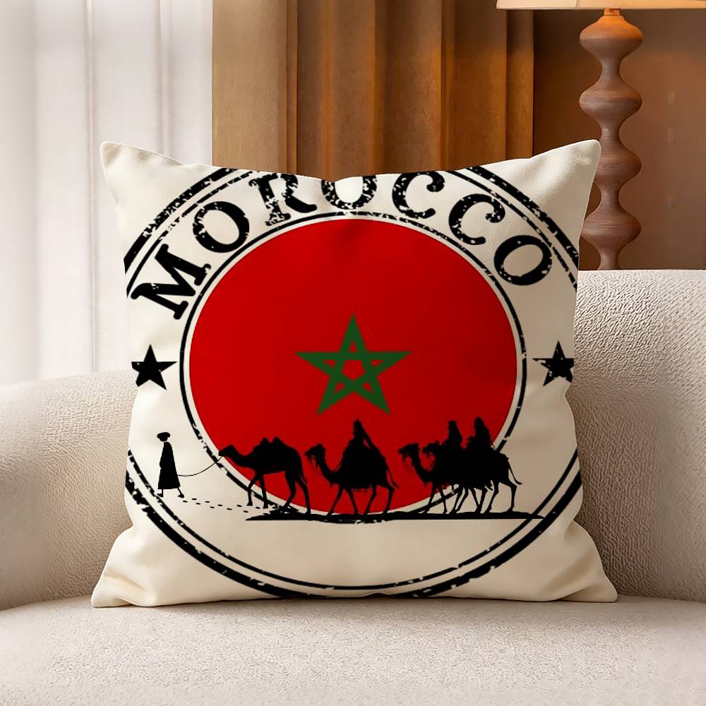 Morocco FFlag Cotton Linen Square Pillow Covers Home Decor Gifts
