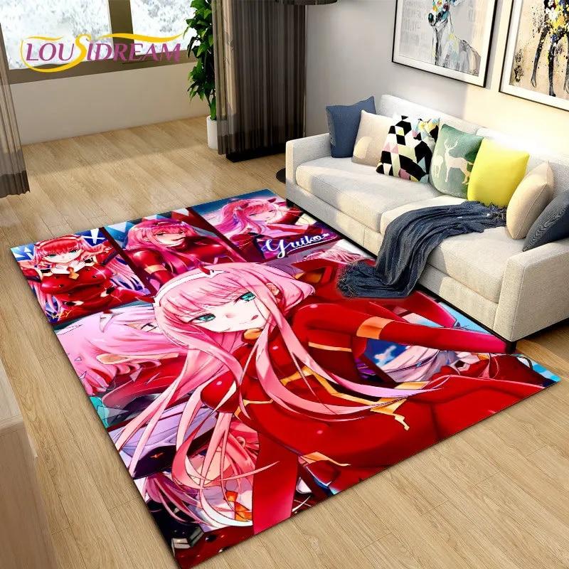 Zero Two DARLING In The FRANXX Anime Area Rug,Carpet Rug for Living Room Bedroom Sofa Doormat Decoration, Kid Non-slip Floor Mat