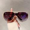 KAMMPT Oversize Monoblokowe Okulary Przeciwsłoneczne Vintage Podwójny Mostek Pilotki Modne Fashion Outdoor Ochrona UV400 Ciemne Okulary