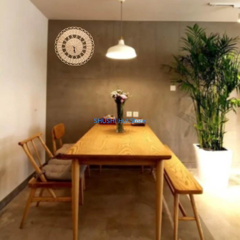 Rattan Woven Wall Clock for Creative Modern Art Wall-mounted Clock D57B