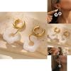 Versatile White Flower Earrings Fashionable Resin And Alloy For Women