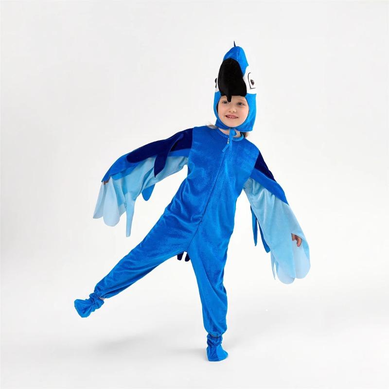 

Новый мультяшный костюм животного детский костюм для выступления красный попугай фиолетовый попугай комбинезон набор 120CM