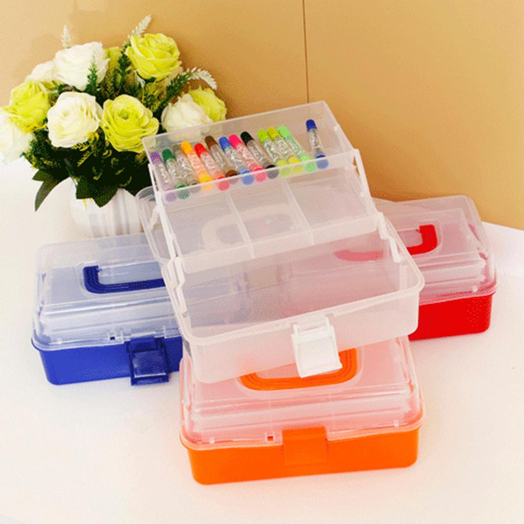 Tool Storage Box with Handle Three Layer Container Household Storage for Screw Parts Crafts Sundries Organization
