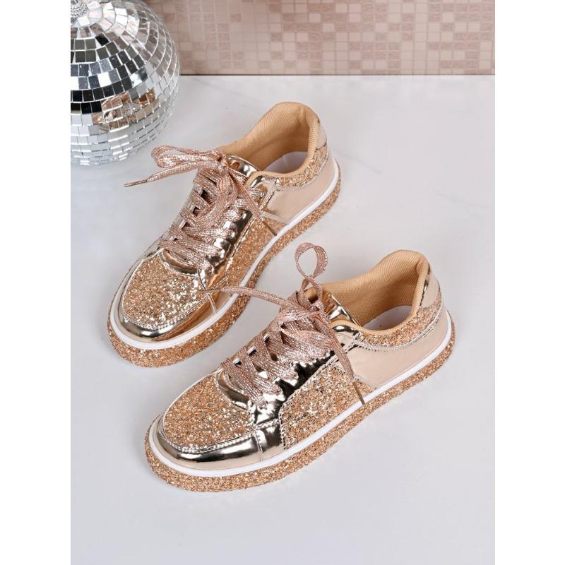 

Повседневные туфли на плоской подошве большого размера для женщин, новые осенне-зимние, модные повседневные спортивные туфли с пайетками для женщин 43