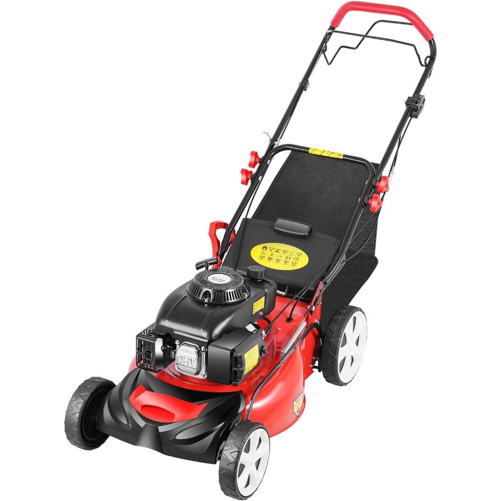 Cortador de Grama Autopropelido 140CC, Motor a Gasolina 4 Tempos Aparador de Grama Cortador de Grama, Cortador de Grama a Gasolina 5HP com Largura de Corte de 20"