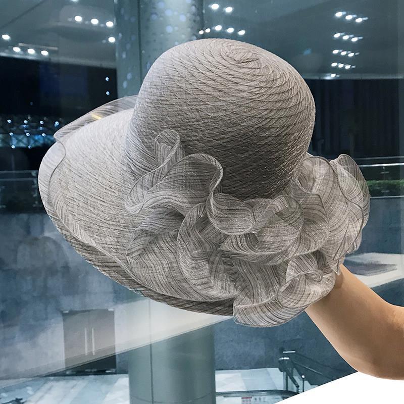 Ladies Sun Hat Summer Elegant Fashion Top Hat Organza Flower Pot Hat Sun Hat