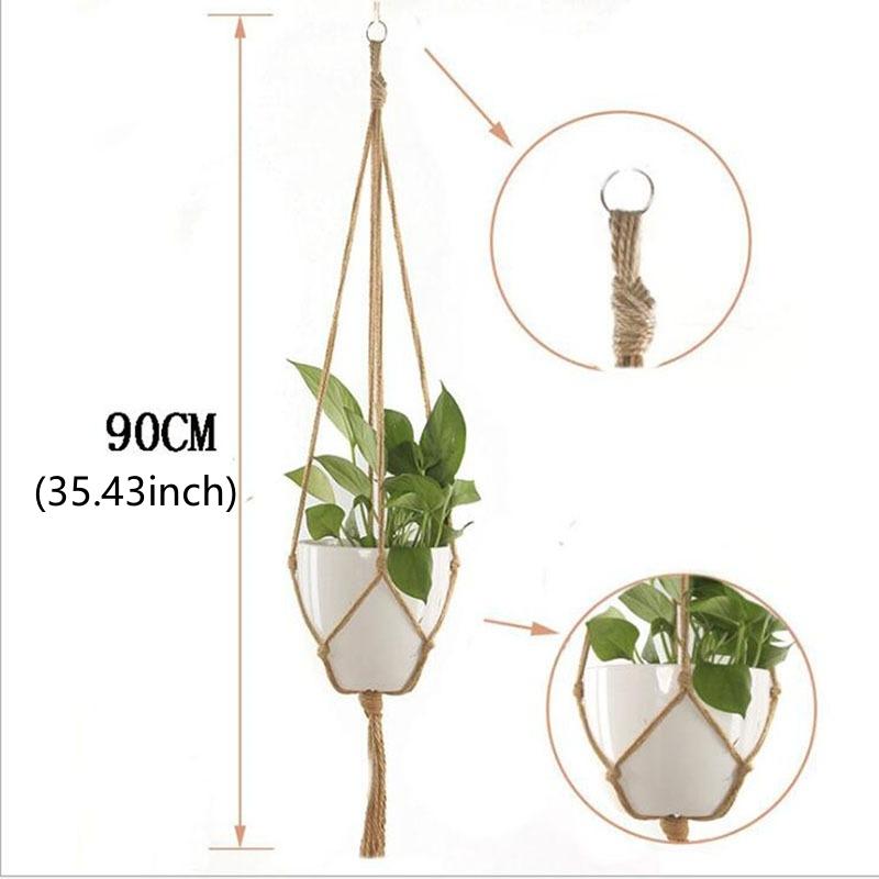 Flower Pot Hemp Rope Hanging Net Straw Macrame Plant Hanger Flower Pot Garden Holder Legs Hanging Rope Basket Balcony Decor