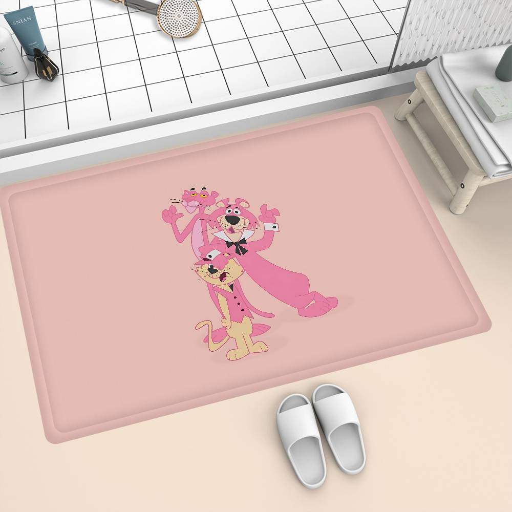 The P-Pink P-Panther Floor Mat Rectangle Anti-slip Home Soft Badmat Front Door Indoor Outdoor Mat Hotel Decor Mat