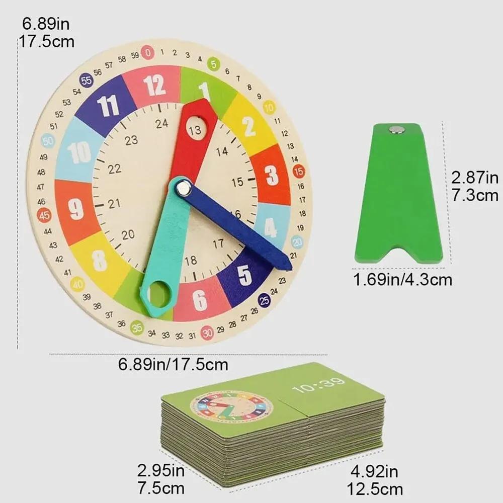 Wooden Clock Educational Toy with Time Cards Time Activity Set Montessori Clock for Teaching Time Learning Game Set for Kids