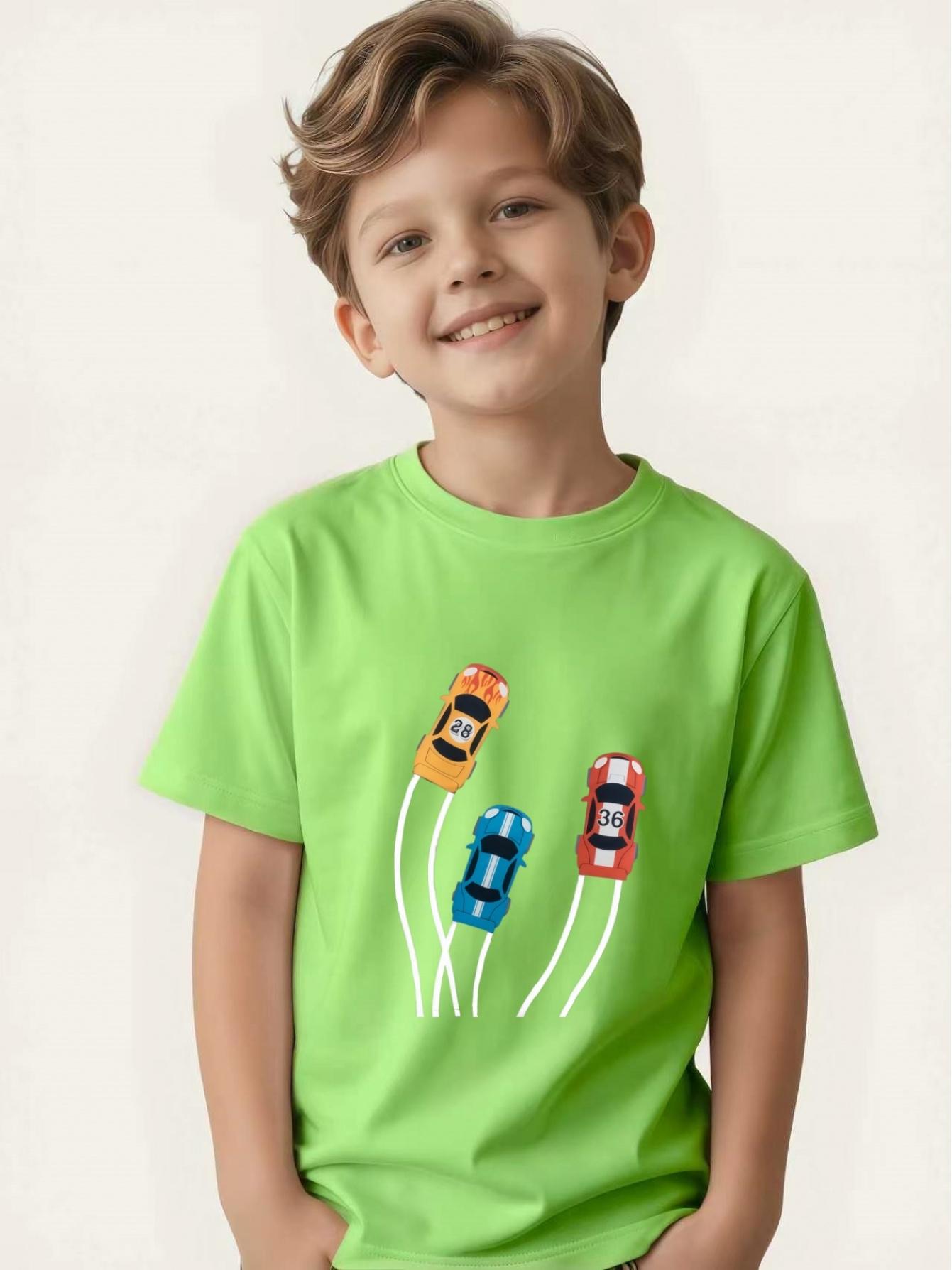 

Boys Summer Racing Style T-Shirt Breathable Children s Short Sleeve 160