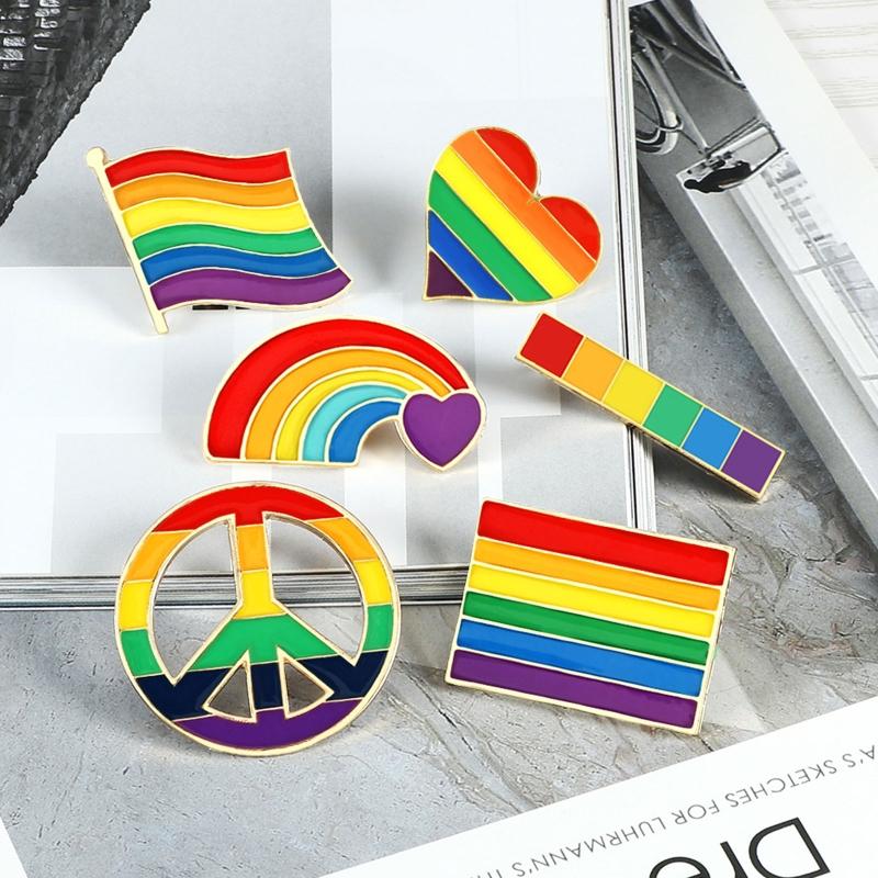Rainbow Brooch Pins Rainbow Lapel Pin Badge Pin Rainbow Pride Heart Rainbow Brooch Flag Love and Peace Enamel Pins