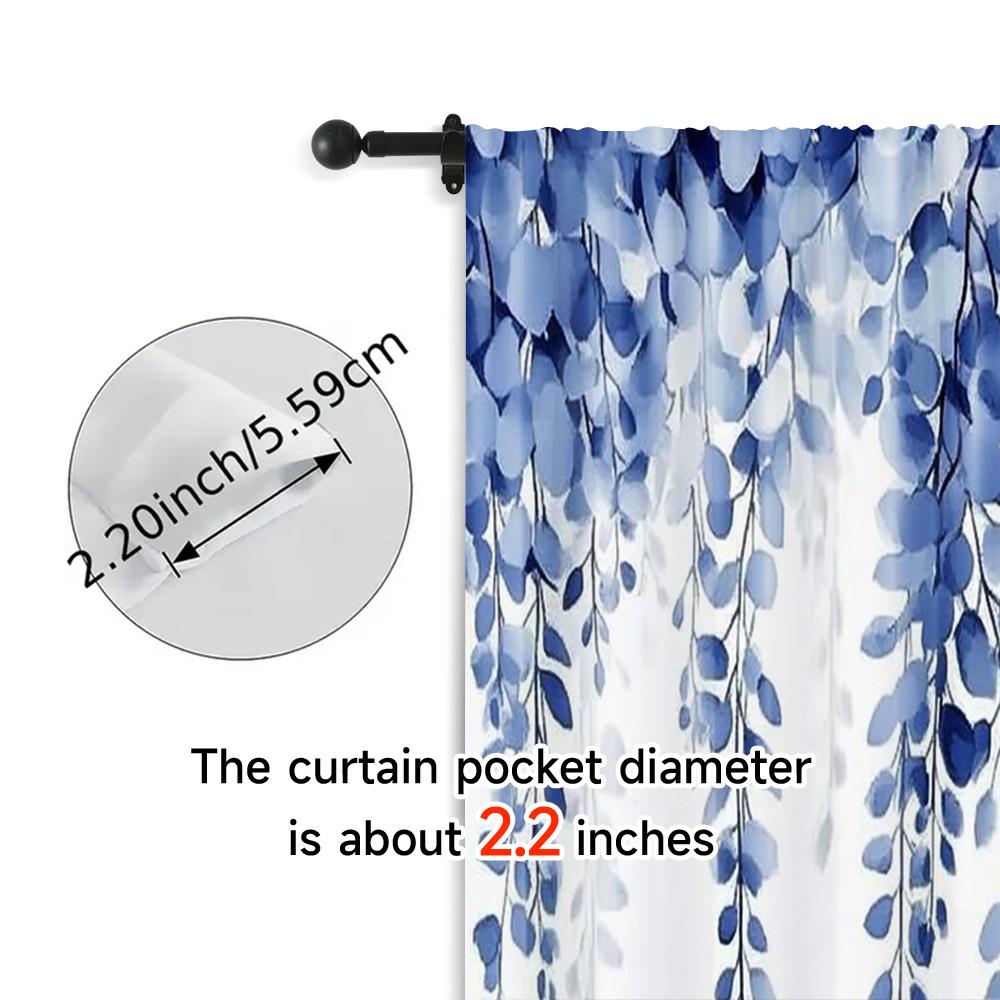 2pcs   Curtains&Window Treatment  Print Blue Leaf Pattern Versatile Fabric (without Rod) Versatile All Use for Living Room