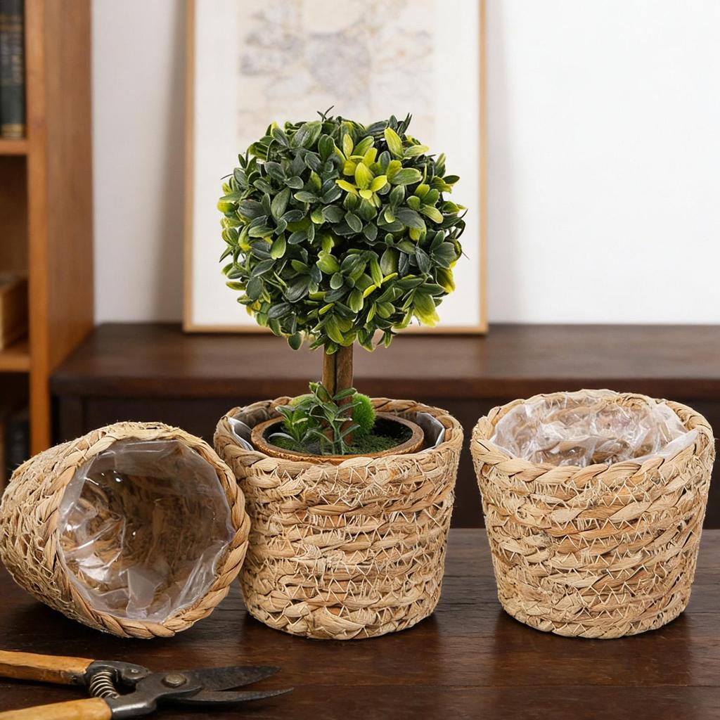Pot de Fleur Panier 3 Pièces Étanche avec Doublure Imperméable Panier de Planteur Extérieur pour Patio Porche Porche d'Entrée Affichage Extérieur