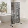 Black Freestanding Privacy Fence Screen 35x75in Laser-Cut 3-Panel Outdoor Partition for Garden Deck Room Devider