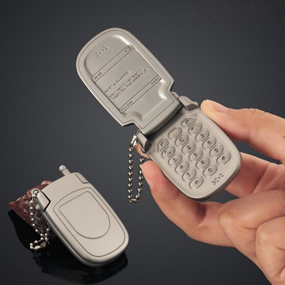 Zinc Zinc Alloy Mini Phone Model Pendant Retro Foldable Phone Shape Key Ring  Backpack Accessories