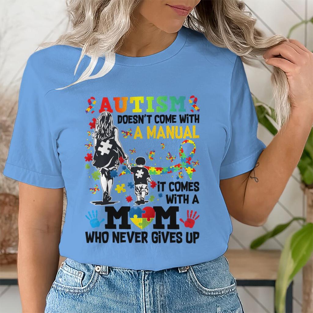 Autism Mom Shirt Autism Doesnt Come with A Unisexual Autism Awareness Puzzle Ribbon Tshirts Womens Streetwear Mama Gifts
