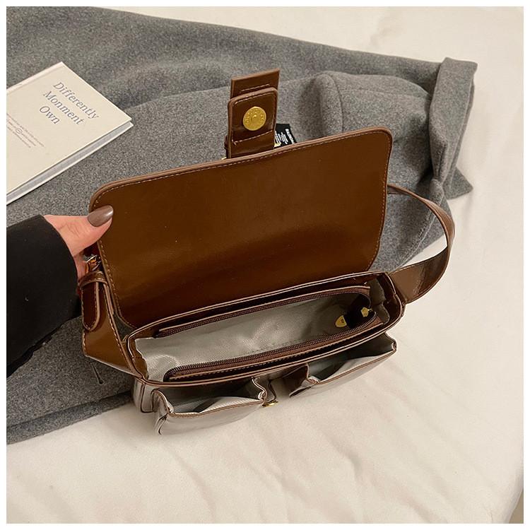 Ielgy Retro Autumn Winter All-Match Fashion Messenger Bag Ladies One-Shoulder Underarm Work Small Square Bag