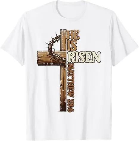 Easter Cross He Is Risen Jesus Christian Unisex Women TShirt Christian Cross Bible John 316 Reflection 0L3Q48 Saying Tee Novelty