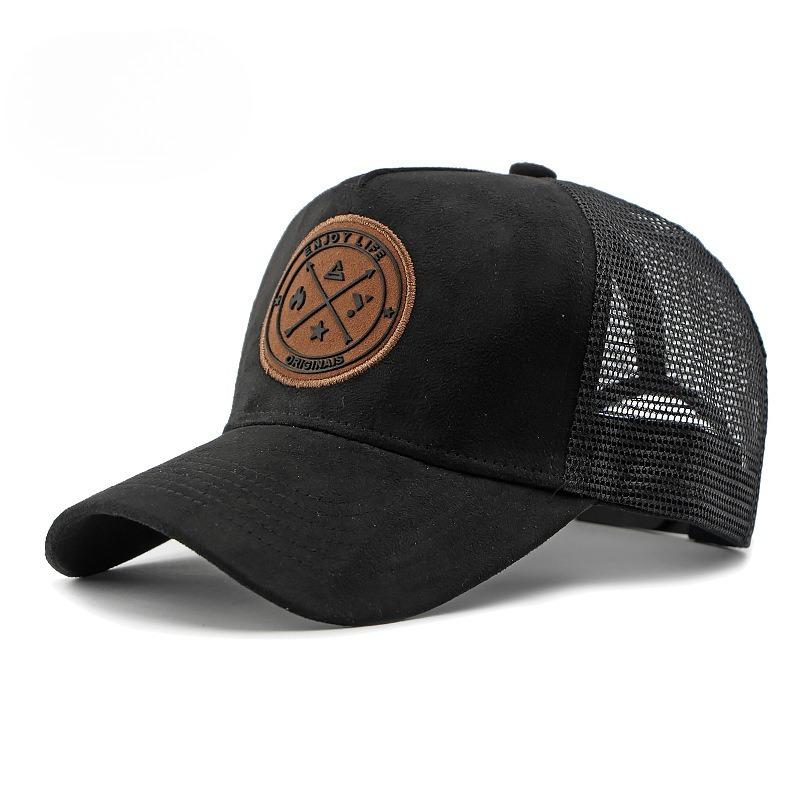Unisex Suede Mesh Trucker Hat Breathable Baseball Cap for Men Women Outdoor Sun Protection Structured Peaked Cap Korean Casual Sports Hat