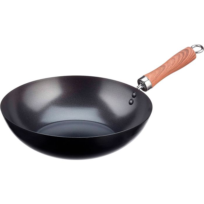 Wok a Induzione 20cm, Acciaio al Carbonio, Antiaderente Titanio senza PFOA Wecook Carbono Antracite 50201