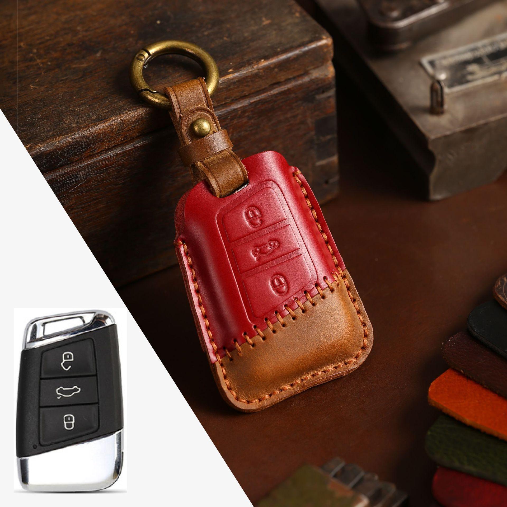 

Кожаный чехол для ключей Crazy horse подходит для чехла для ключа общественного автомобиля Weilan, сумка для ключей коммерческого автомобиля, полностью ручная работа