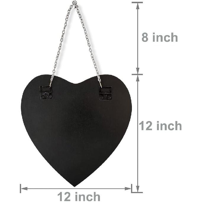 Heart Shaped Mirror with Iron Chain for Wall Decor 12x12 Inch - Wall Hang Real Glass Frameless Decorative Glam Mirror