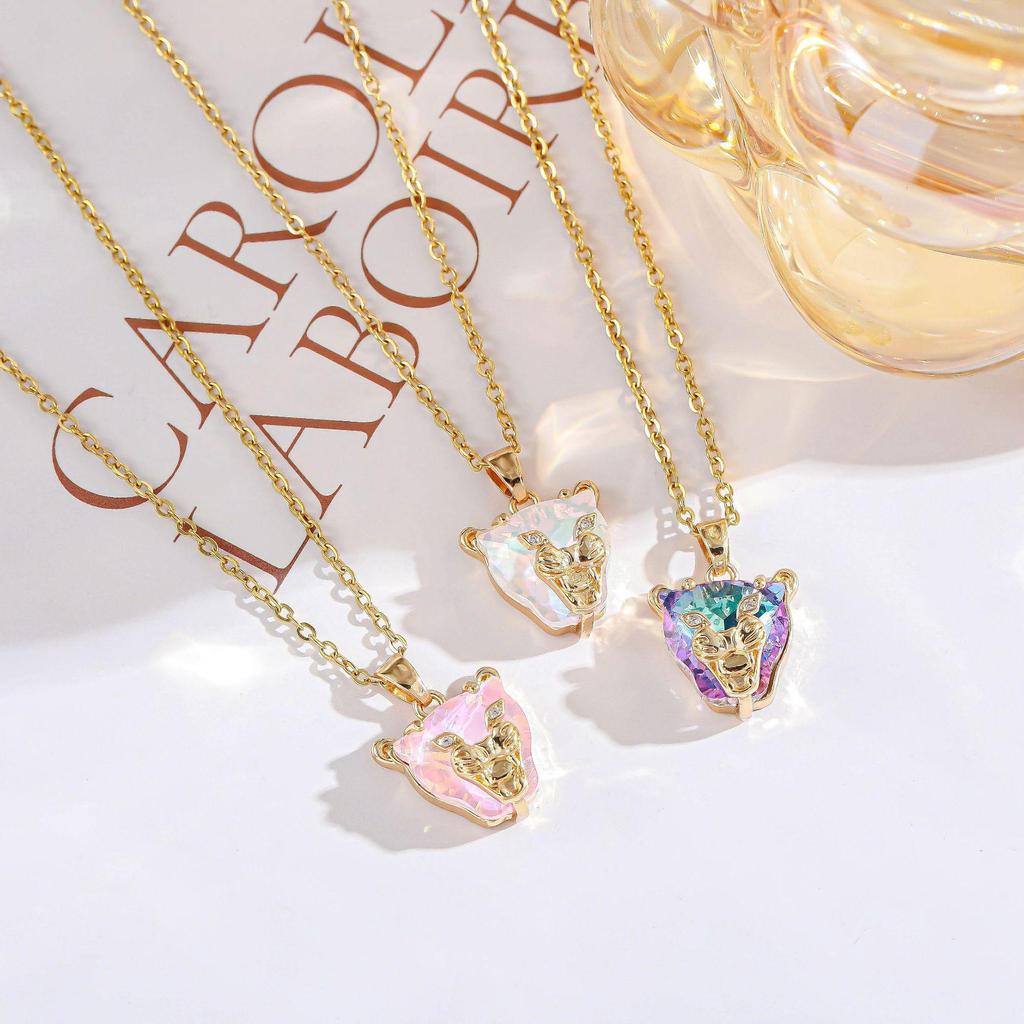 European American Hip Hop Mocha Leopard Pendant Retro Women's Necklace