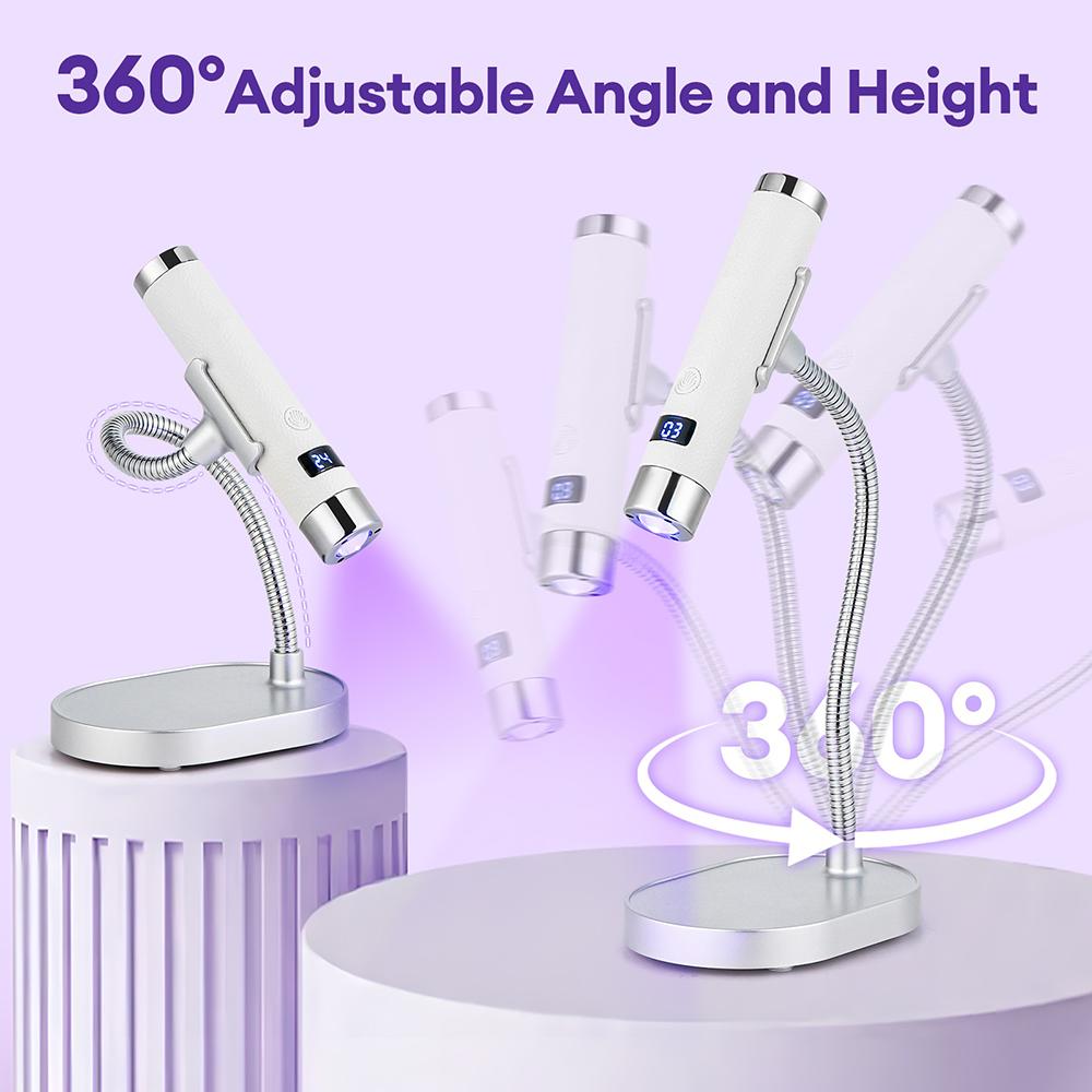 Portable UV Nail Lamp Handheld Stand USB Rechargeable Gel Nails Lamp With Flexible Hose LED Therapy Light Nail Art Tools