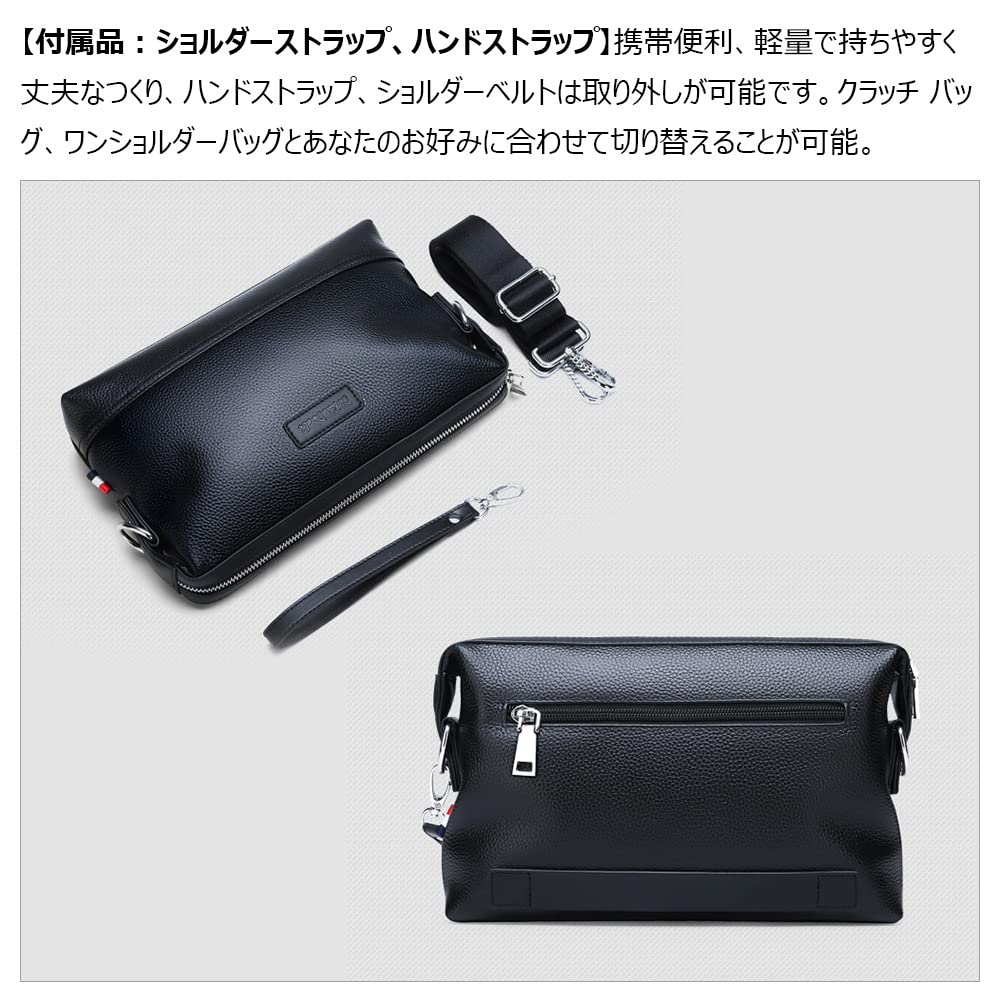 Clutch Bag Whatna Leather 3-Way Shoulder Hand Strap Black S103