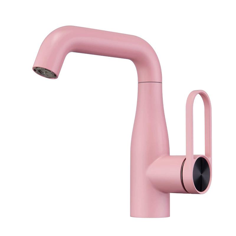

New Chrome Red Pull Out Basin Faucet Hot and Cold Bathroom Single Lever Brass Sink Mixer Decked Rotation Sink Mixer
