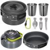 Camping Cookware Set Lightweight Portable Pan Kettle Cups Spoon Fork Cutter for Picnic Hiking Teapot Cookware Travel Cooking Set