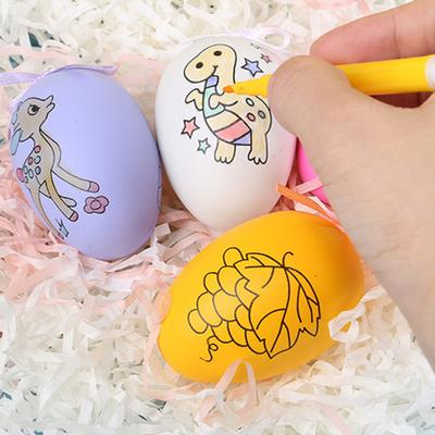 Puzzle Painting Egg Lovely Festive Creative with Pen Anti-scratch Decorate Plastic Artificial Easter DIY Egg Student Gift