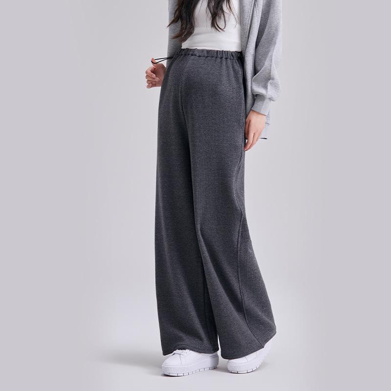 Maternity Straight Glutinous Rice Casual Pants Autumn and Winter Thickened Outer Wear New Drawstring Warm Wide Leg Pants Maternity Clothing Winter