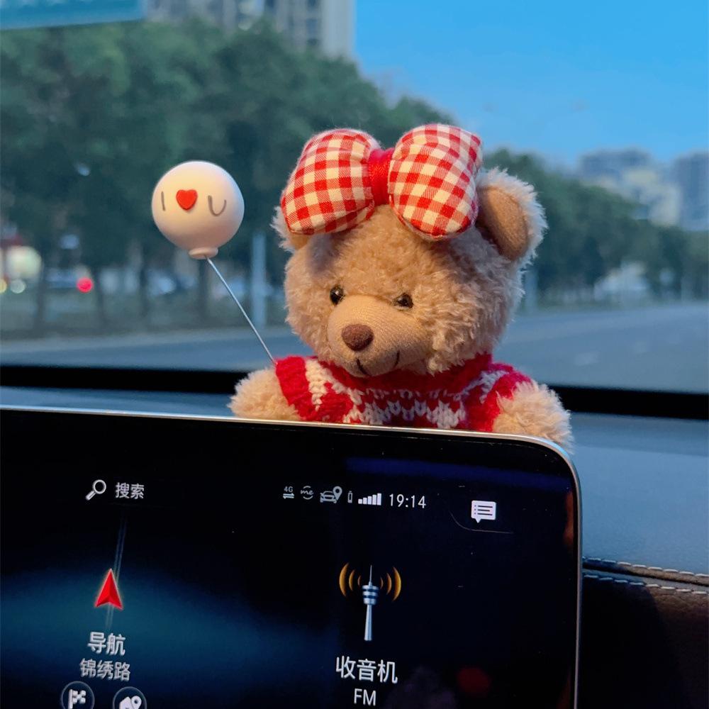 Car Interior Decor Accessories Plush Bear for Car Center Console Decoration cute Car Accessories for Auto Home Office Decor Gift