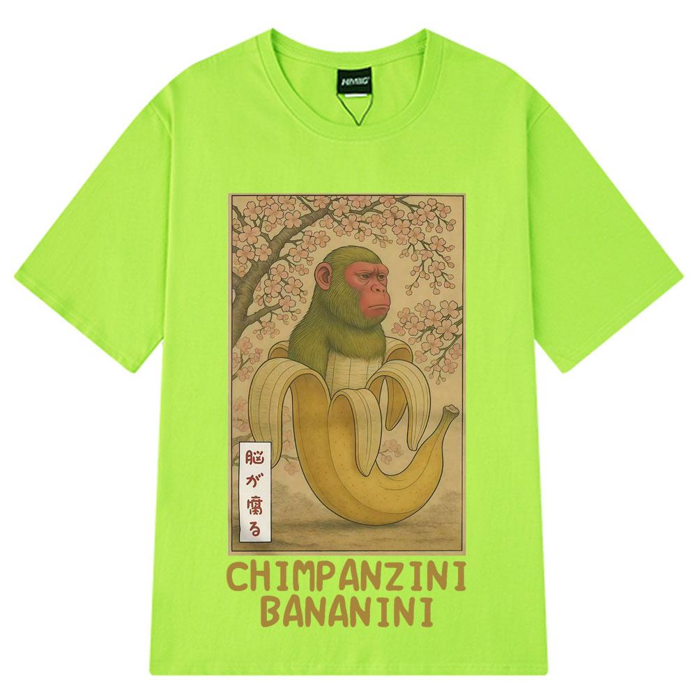 Смешная обезьяна Chimpanzini Bananini Банановый Обезьяний Мем Футболка Итальянский Мозголом Ретро Футболки Обезьяна Винтаж Укиё-э Японские Хлопковые Футболки 4XL