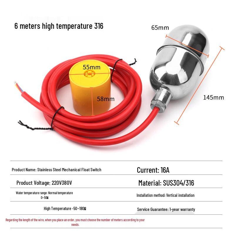 High-Temperature Stainless Steel Mechanical Float Sensor