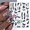 1PCS Black White Butterfly Laser Nail Stickers Nail Art Decoration Abstract Lines Bronzing Flowers Stickers For Nails