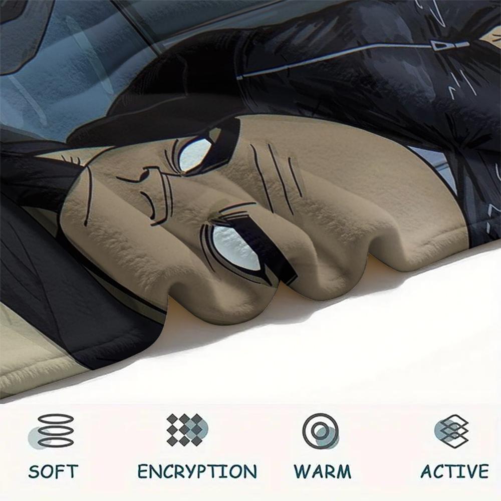 1PC Gorillaz Print Flannel Blanket, High quality Comfortable for All Seasons, Home Decor, Warmth and Comfort, Perfect for Christmas Gifts