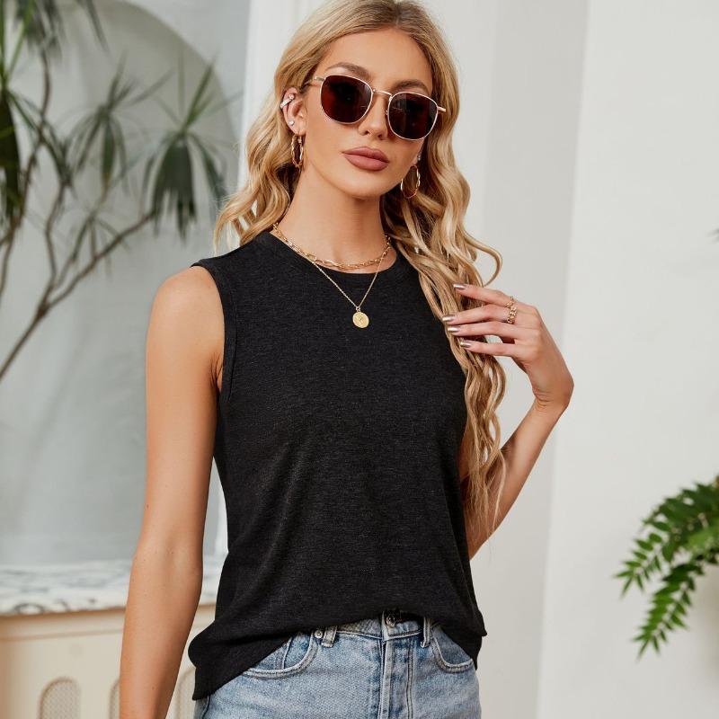 DAFIFY Damenmode, Sommer, lässig, einfarbig, ärmellos, O-Ausschnitt, T-Shirts und Tops