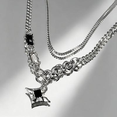 New Star Double-layer Necklace for Men and Women, Sweater Chain, Niche Design Hip-hop Style, Women's Collarbone Chain, Fashion Accessory
