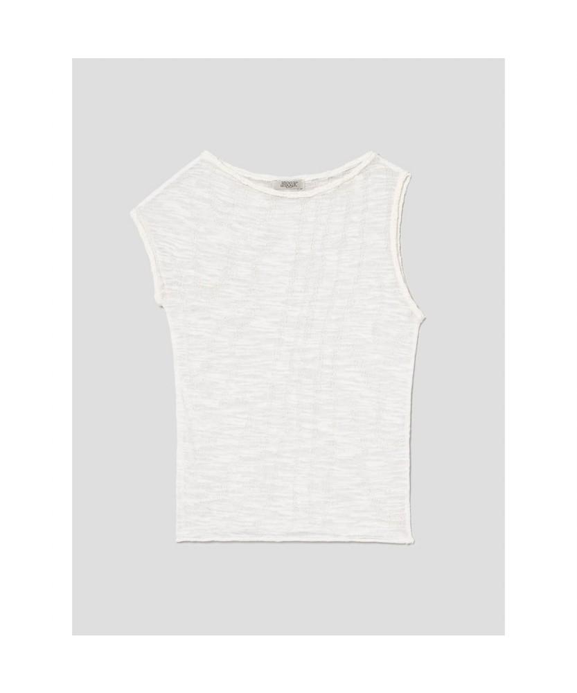 Anggae Wave Knit Top White
