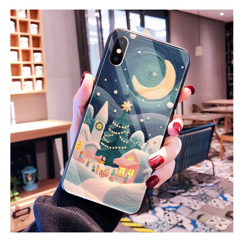 Glass phone case For Samsung S25 S24 S23 S22 Ultra S24 Plus A55 A16 A54 A15 A56 A36 S25 FE Christmas Aesthetic