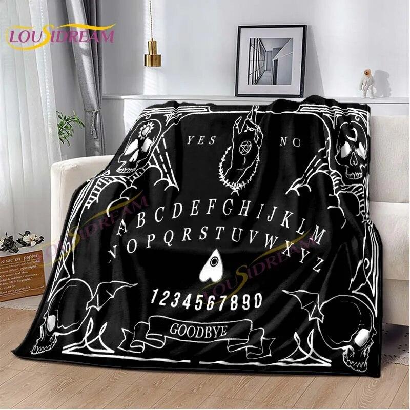 Magic Ouija Board Alphabet Blanket Witchcraft Pentagon Blanket for Bedroom Living Room Sofa Gothic Ouija Hand Flannel Blanket