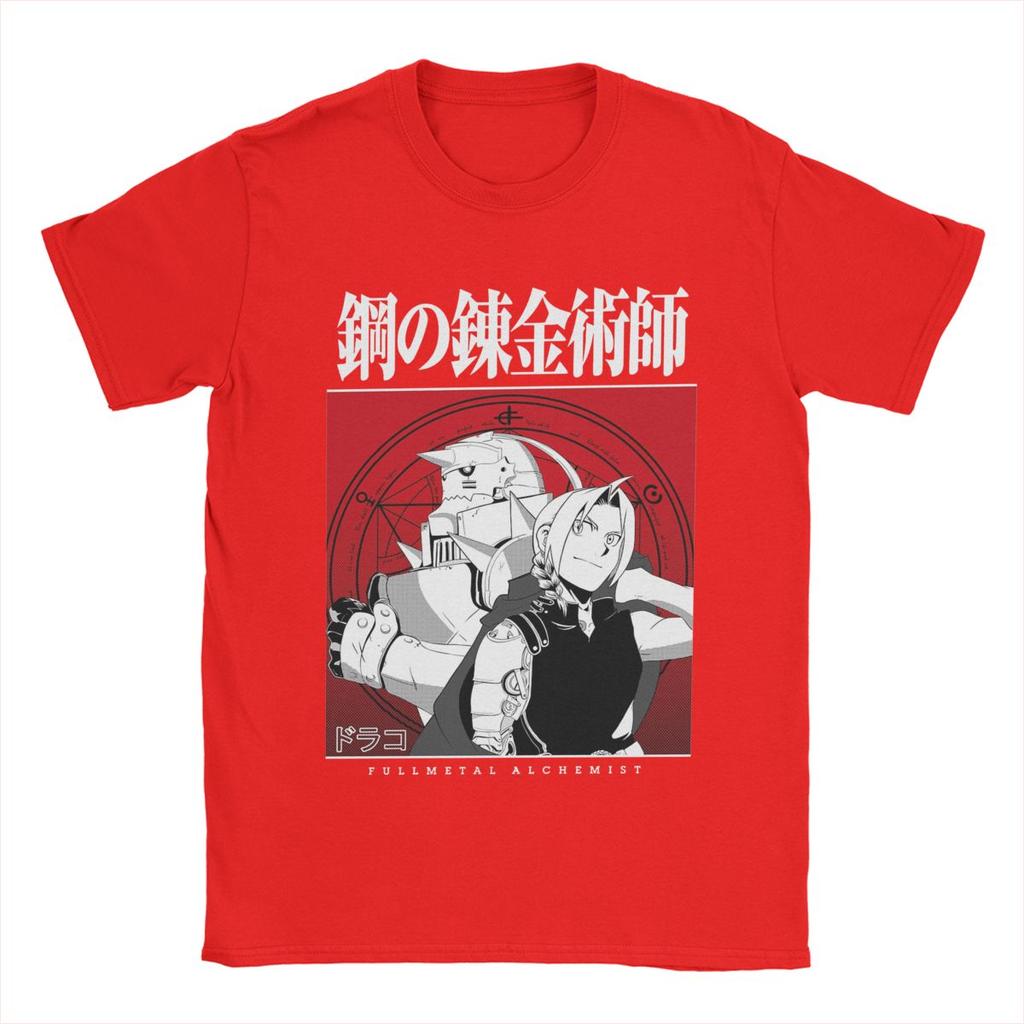 Fullmetal Alchemist T-Shirt Herren Baumwolle Geniales T-Shirt Rundhals Anime T-Shirts Kurzarm Kleidung Geschenkidee
