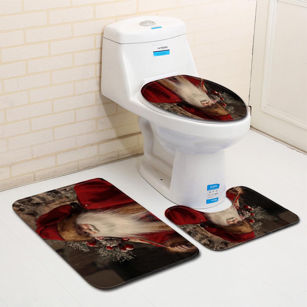 Weihnachts-Badezimmer-Bodenmatte Toilette Dreiteiliges Set