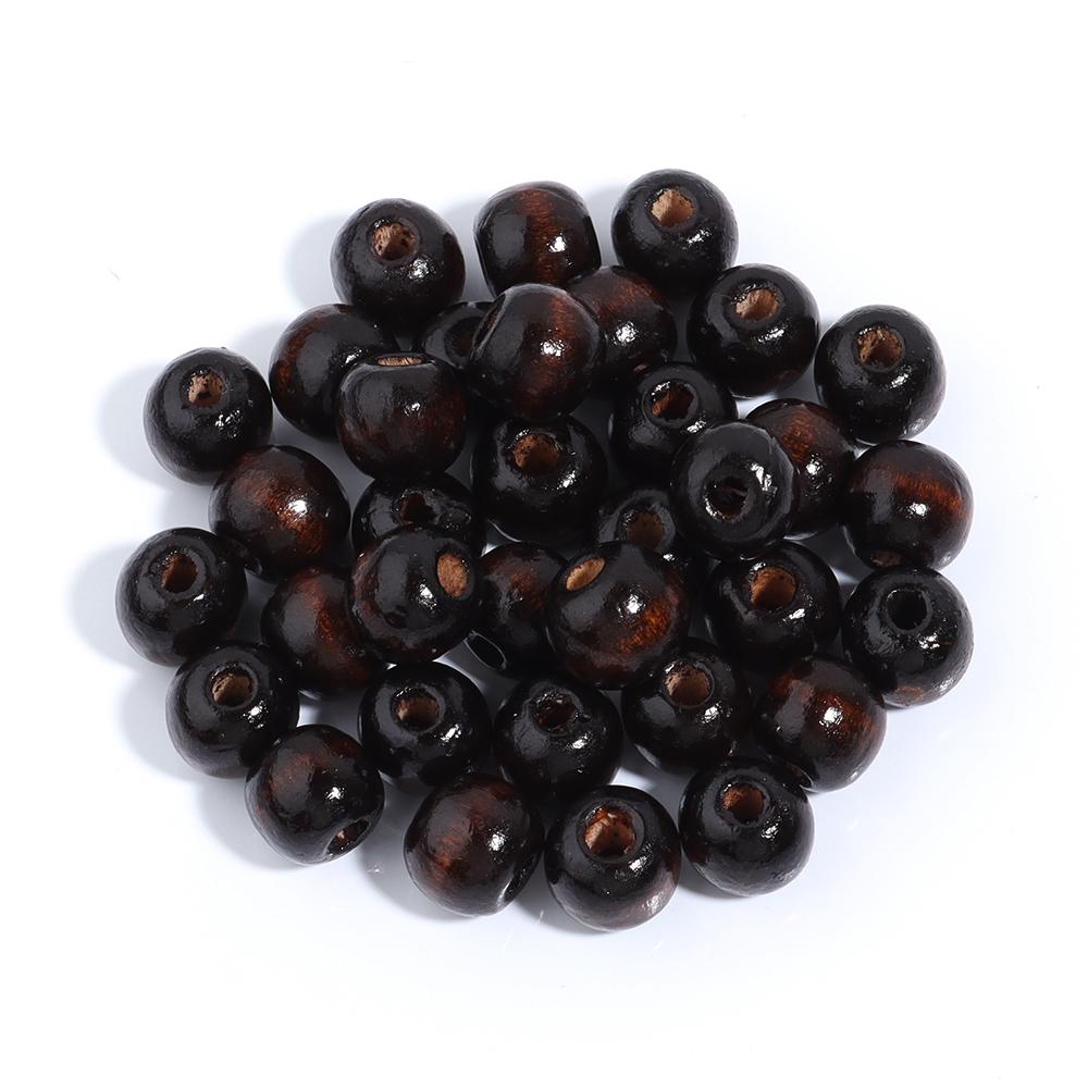 40-500pcs/lot Natural Wooden Beads Multisize Dark Brown Large Hole Loose Wood Bead for Jewelry Making DIY Bracelets Accessories