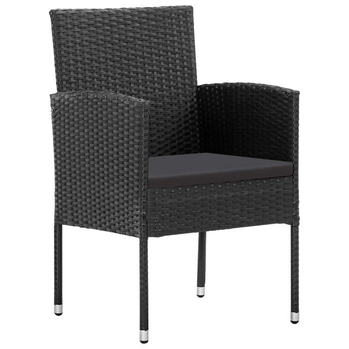 VidaXL Chaises de jardin coussins noir lot de 4 noir résine tressée, siège de jardin, chaise de balcon, chaise à dîner de 318729