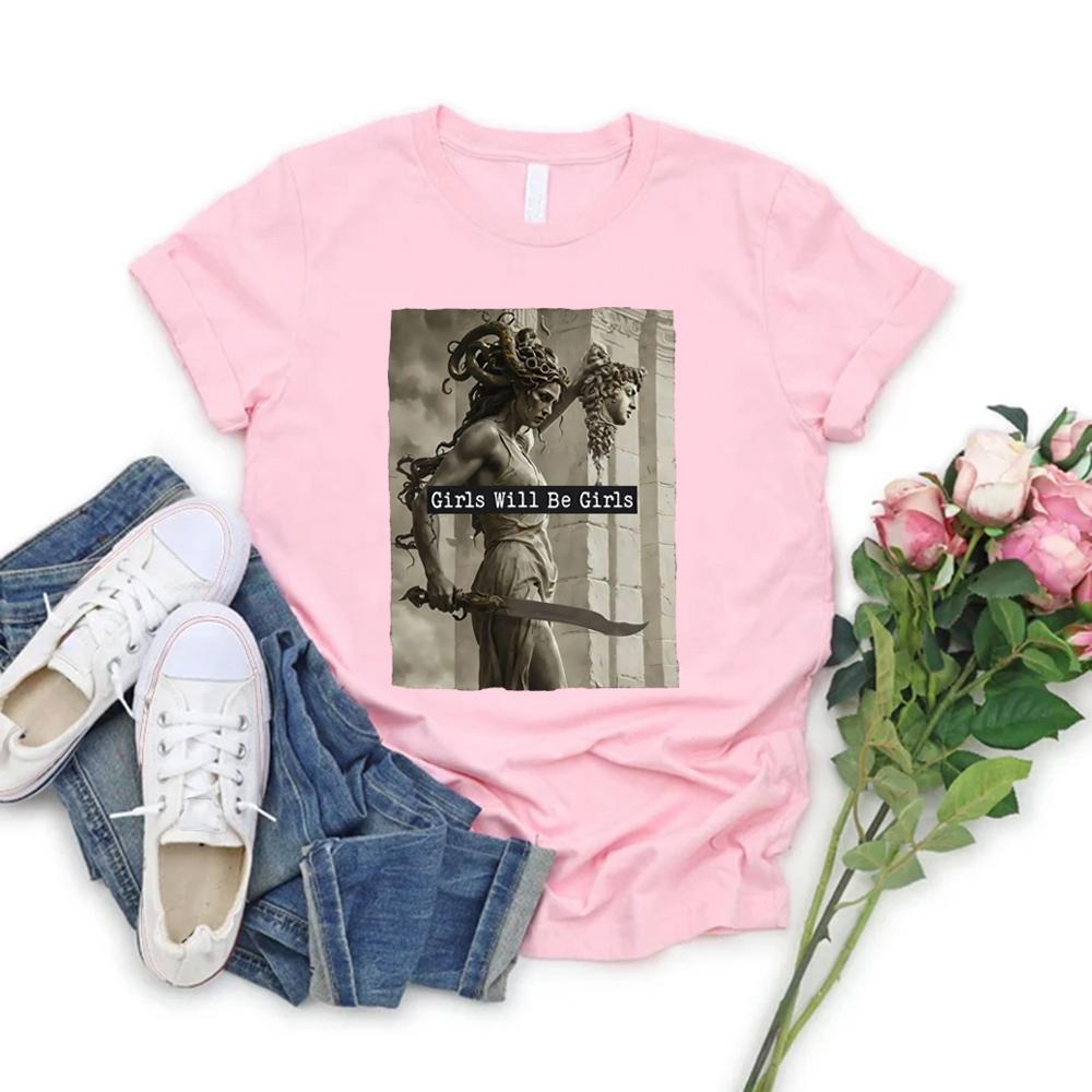 Vintage Dívky budou dívkami Tričko Feministické tričko Dámské posílení Tričko pro volný čas s krátkým rukávem Feminismus Dárek pro ženy