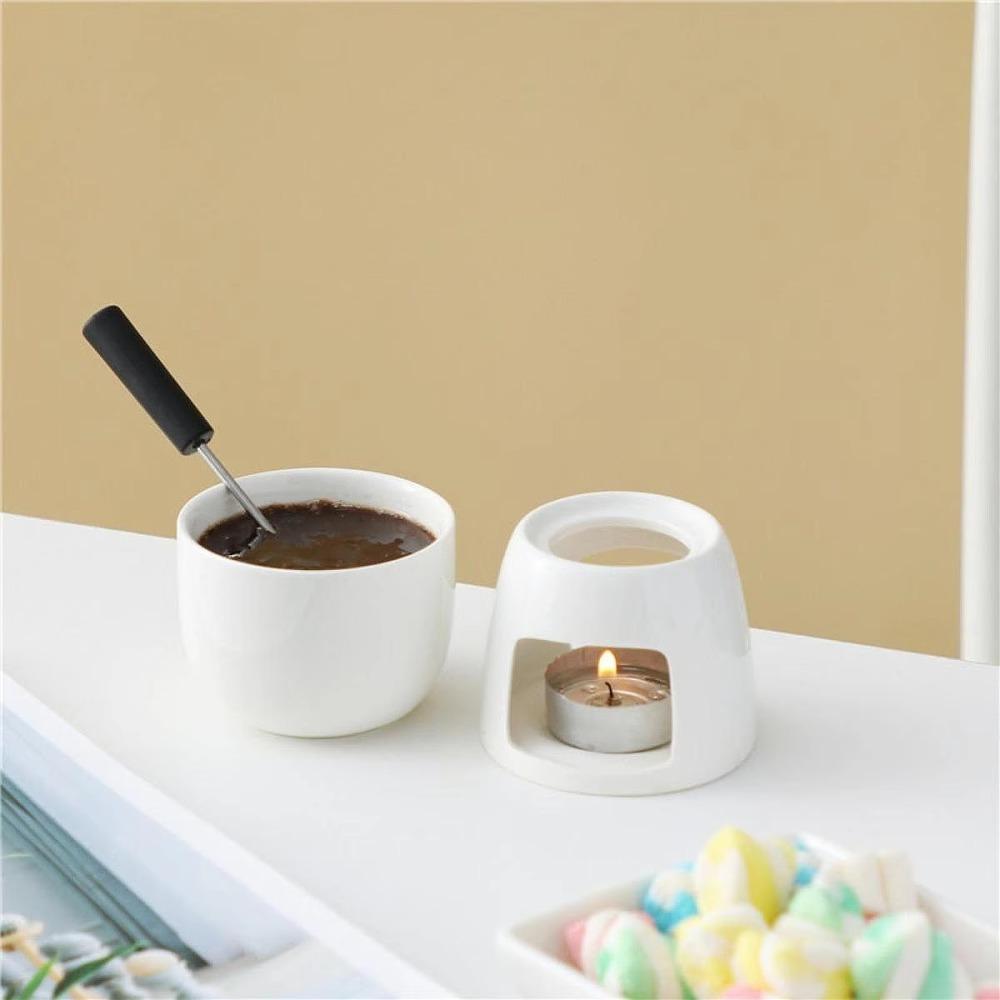 with Fork Chocolate Melting Mug Ceramic Chocolate Melting Pot Leisure Time